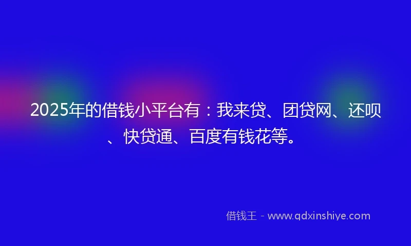 2025年的借钱小平台有：我来贷、团贷网、还呗、快贷通、百度有钱花等。