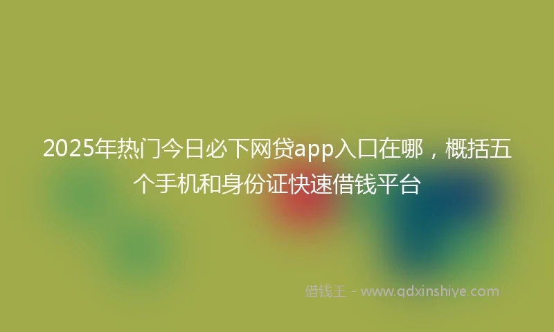 2025年热门今日必下网贷app入口在哪，概括五个手机和身份证快速借钱平台