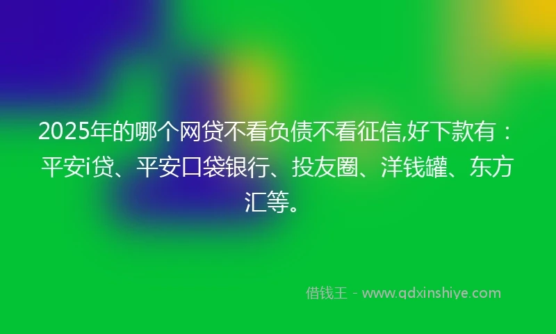 2025年的哪个网贷不看负债不看征信,好下款有：平安i贷、平安口袋银行、投友圈、洋钱罐、东方汇等。