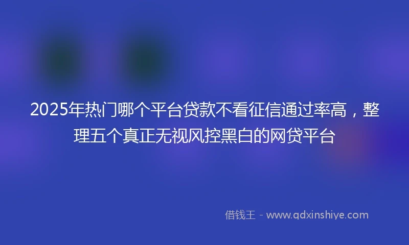 2025年热门哪个平台贷款不看征信通过率高，整理五个真正无视风控黑白的网贷平台
