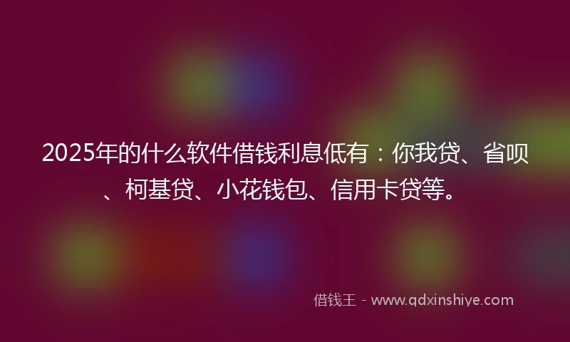 2025年的什么软件借钱利息低有：你我贷、省呗、柯基贷、小花钱包、信用卡贷等。