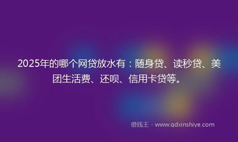 2025年的哪个网贷放水有：随身贷、读秒贷、美团生活费、还呗、信用卡贷等。