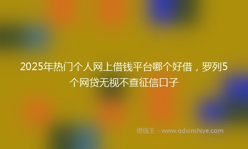 2025年热门个人网上借钱平台哪个好借，罗列5个网贷无视不查征信口子