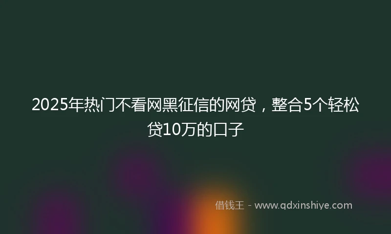 2025年热门不看网黑征信的网贷,整合5个轻松贷10万的口子