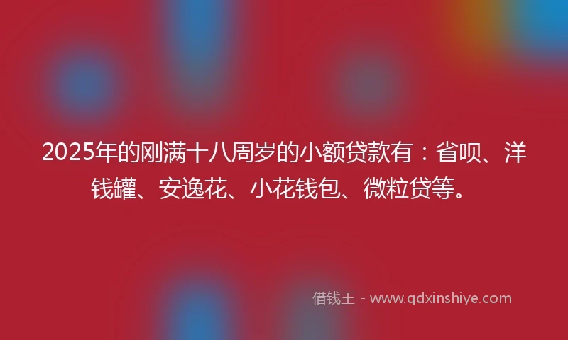 2025年的刚满十八周岁的小额贷款有：省呗、洋钱罐、安逸花、小花钱包、微粒贷等。