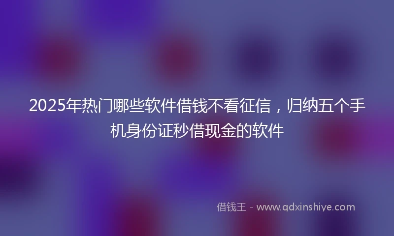 2025年热门哪些软件借钱不看征信，归纳五个手机身份证秒借现金的软件