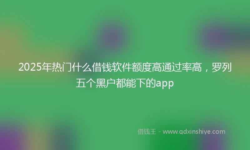 2025年热门什么借钱软件额度高通过率高，罗列五个黑户都能下的app