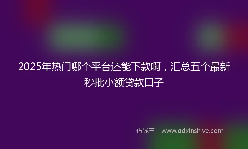 2025年热门哪个平台还能下款啊，汇总五个最新秒批小额贷款口子