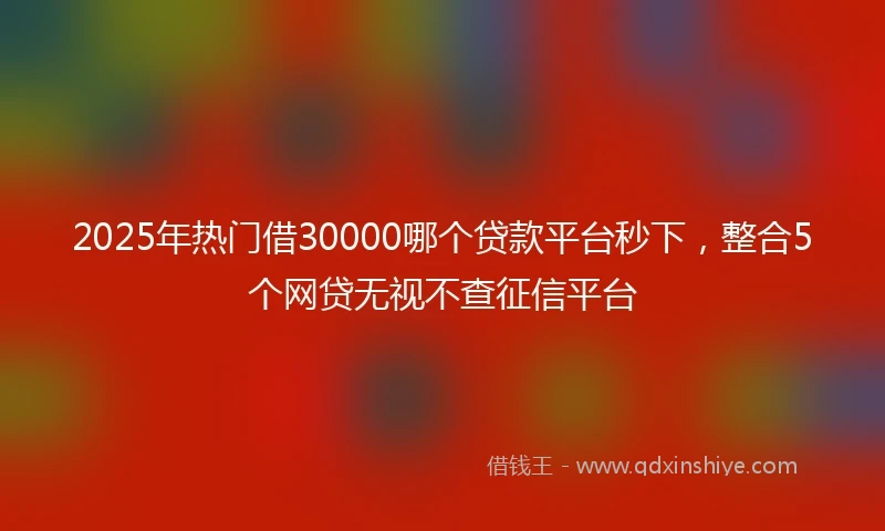 2025年热门借30000哪个贷款平台秒下，整合5个网贷无视不查征信平台