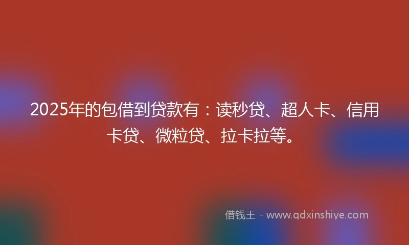 2025年的包借到贷款有：读秒贷、超人卡、信用卡贷、微粒贷、拉卡拉等。