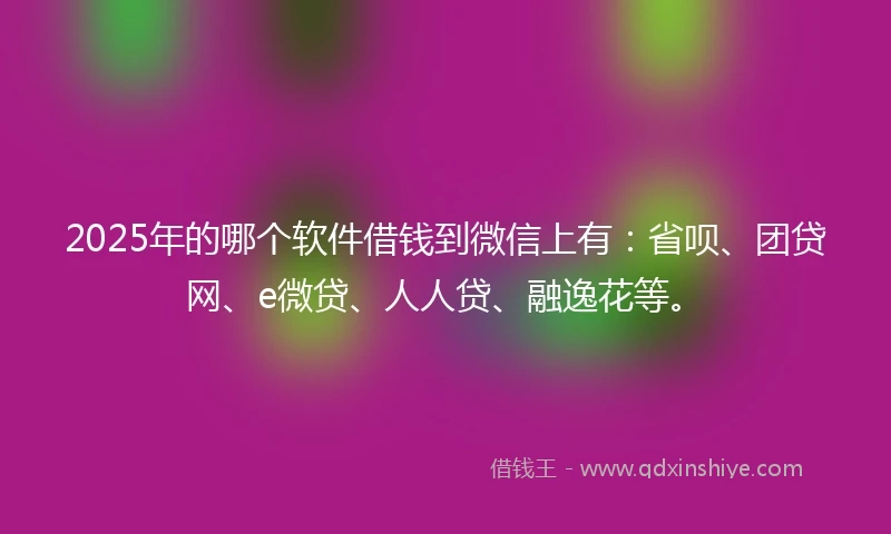 2025年的哪个软件借钱到微信上有：省呗、团贷网、e微贷、人人贷、融逸花等。