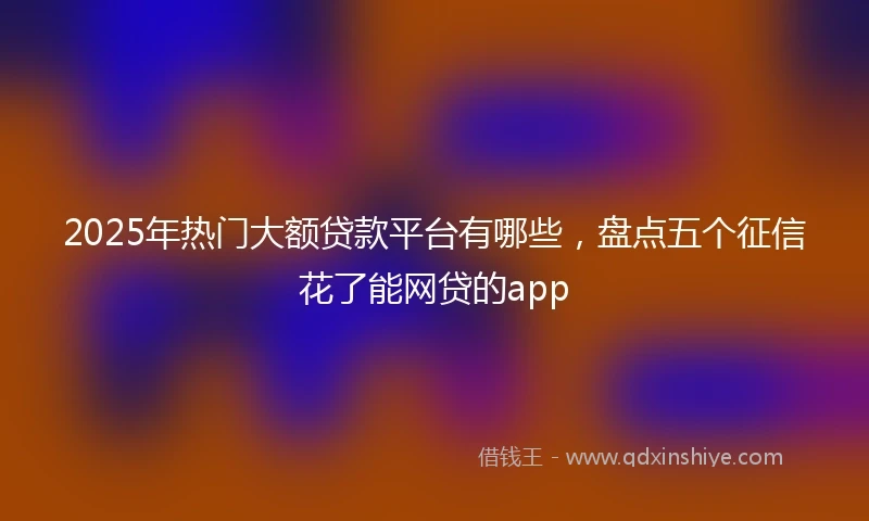 2025年热门大额贷款平台有哪些，盘点五个征信花了能网贷的app
