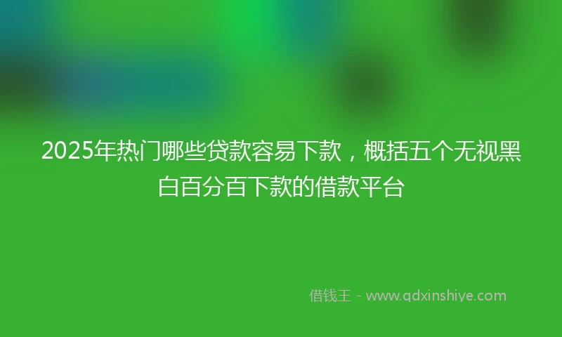 2025年热门哪些贷款容易下款，概括五个无视黑白百分百下款的借款平台