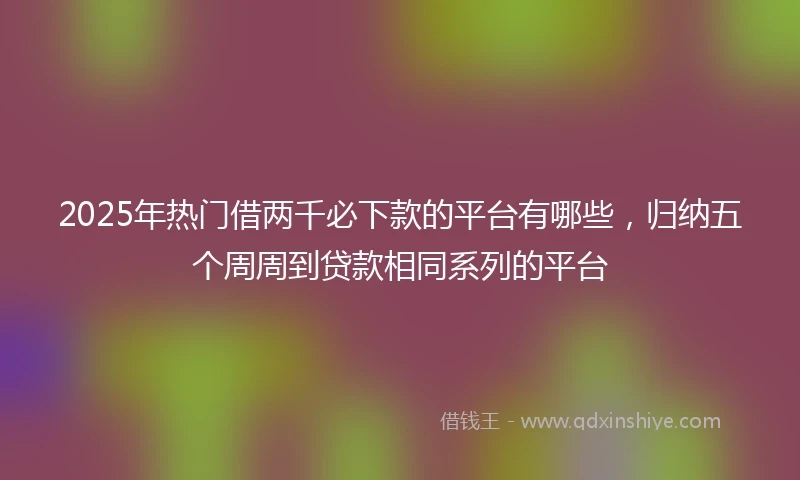2025年热门借两千必下款的平台有哪些，归纳五个周周到贷款相同系列的平台
