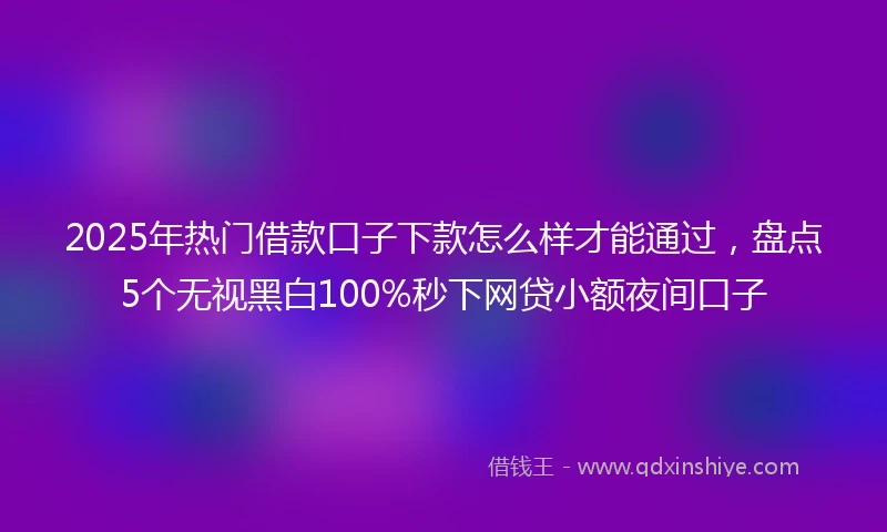 2025年热门借款口子下款怎么样才能通过，盘点5个无视黑白100%秒下网贷小额夜间口子