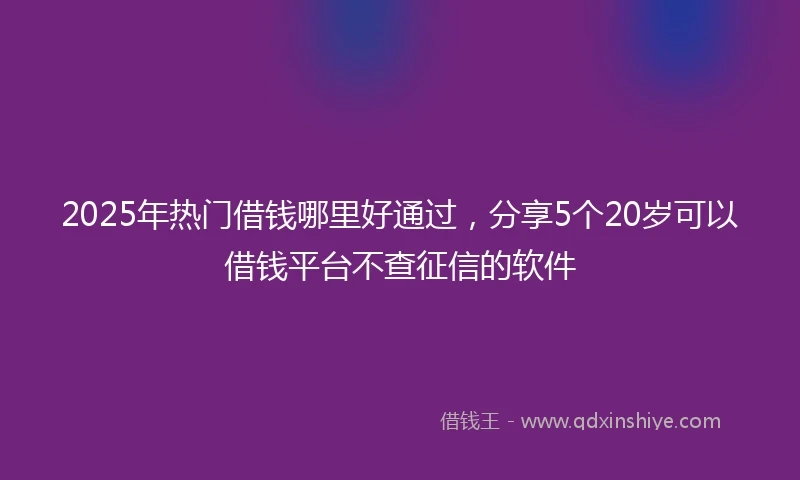 2025年热门借钱哪里好通过，分享5个20岁可以借钱平台不查征信的软件