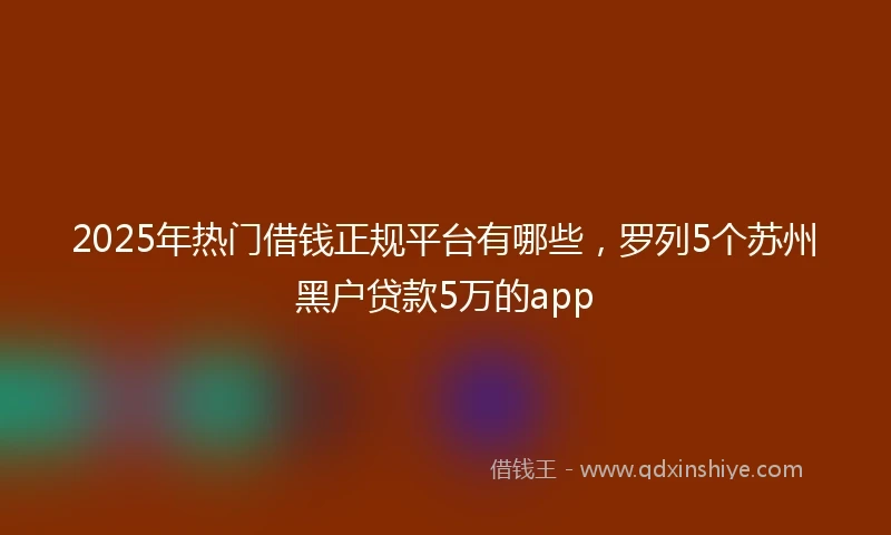 2025年热门借钱正规平台有哪些，罗列5个苏州黑户贷款5万的app