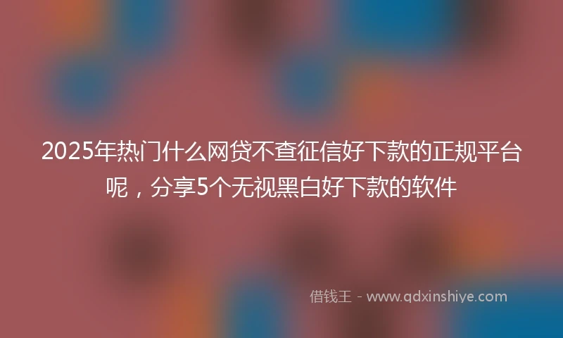 2025年热门什么网贷不查征信好下款的正规平台呢,分享5个无视黑白好下款的软件