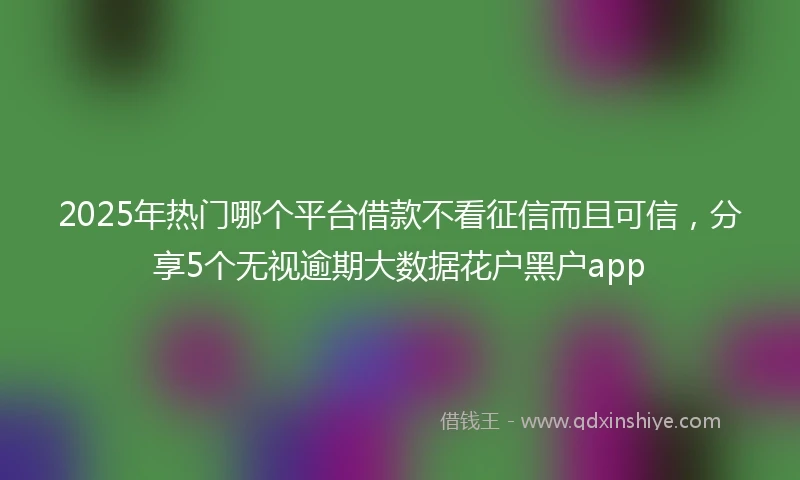 2025年热门哪个平台借款不看征信而且可信，分享5个无视逾期大数据花户黑户app