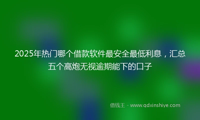 2025年热门哪个借款软件最安全最低利息,汇总五个高炮无视逾期能下的口子