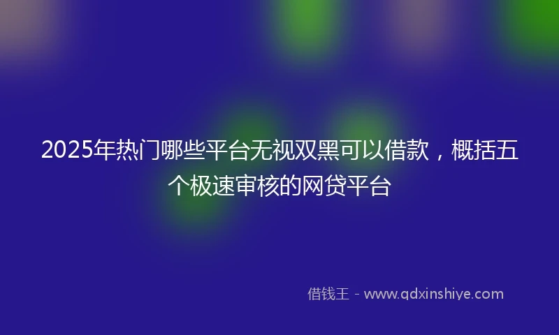 2025年热门哪些平台无视双黑可以借款，概括五个极速审核的网贷平台