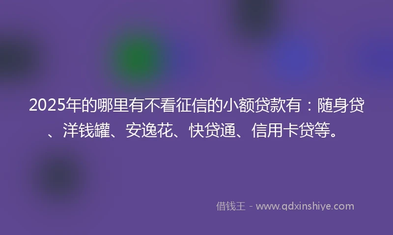 2025年的哪里有不看征信的小额贷款有：随身贷、洋钱罐、安逸花、快贷通、信用卡贷等。