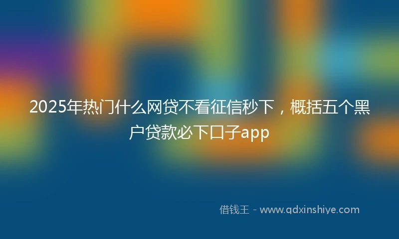 2025年热门什么网贷不看征信秒下，概括五个黑户贷款必下口子app