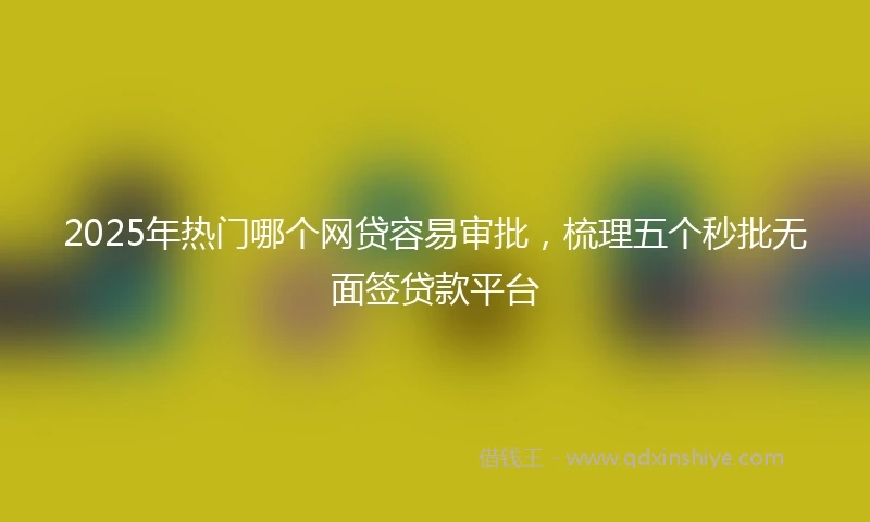 2025年热门哪个网贷容易审批，梳理五个秒批无面签贷款平台