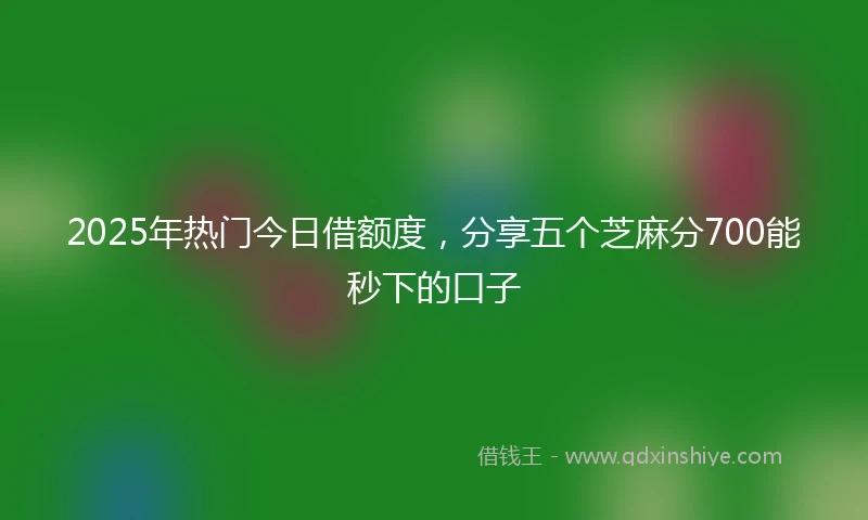2025年热门今日借额度,分享五个芝麻分700能秒下的口子