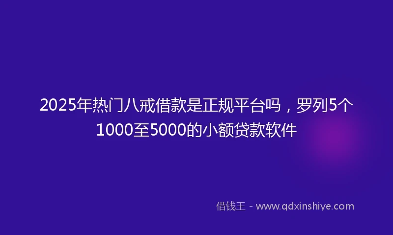 2025年热门八戒借款是正规平台吗，罗列5个1000至5000的小额贷款软件