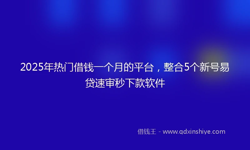 2025年热门借钱一个月的平台，整合5个新号易贷速审秒下款软件
