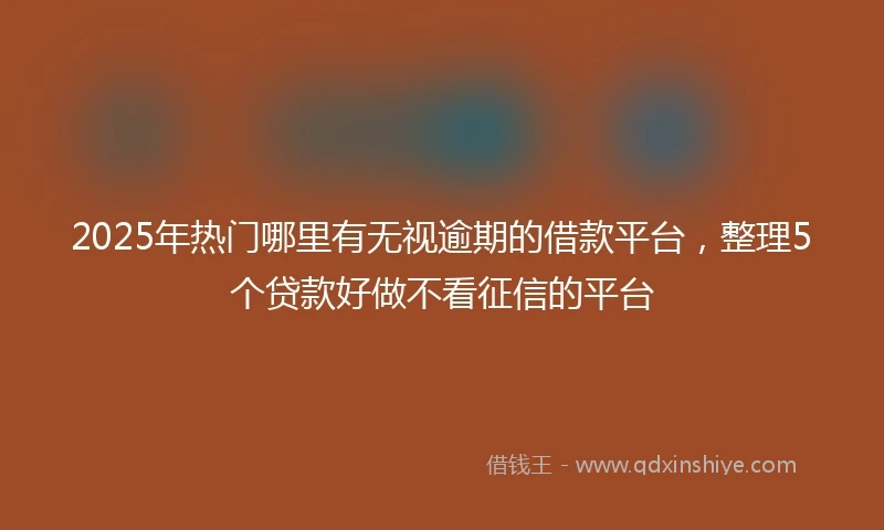 2025年热门哪里有无视逾期的借款平台，整理5个贷款好做不看征信的平台