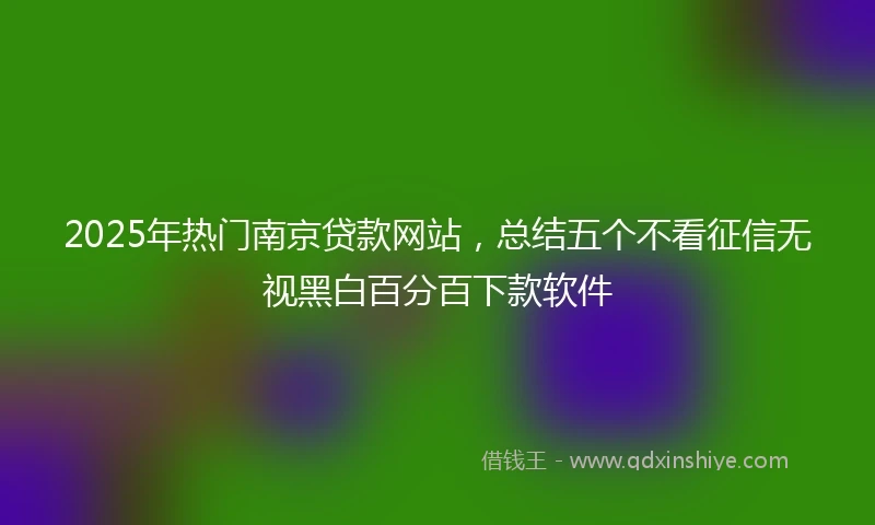 2025年热门南京贷款网站，总结五个不看征信无视黑白百分百下款软件