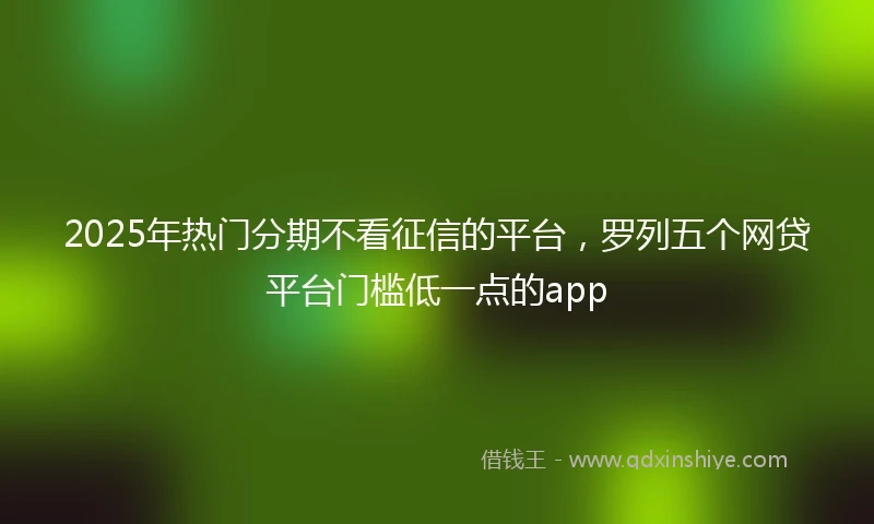 2025年热门分期不看征信的平台，罗列五个网贷平台门槛低一点的app
