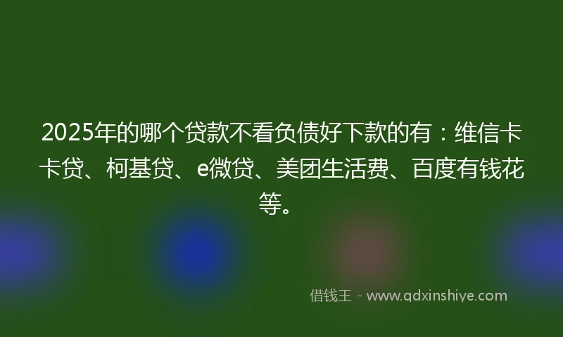 2025年的哪个贷款不看负债好下款的有:维信卡卡贷、柯基贷、e微贷、美团生活费、百度有钱花等。