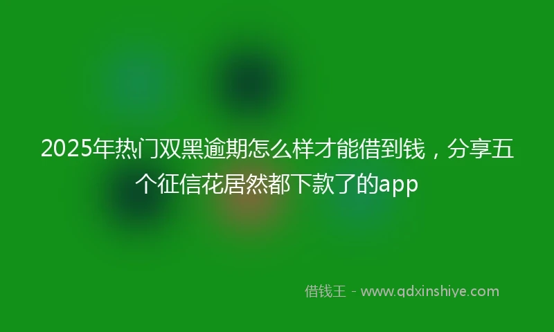 2025年热门双黑逾期怎么样才能借到钱，分享五个征信花居然都下款了的app