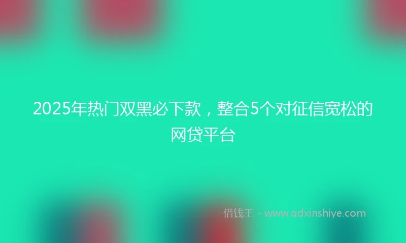 2025年热门双黑必下款，整合5个对征信宽松的网贷平台
