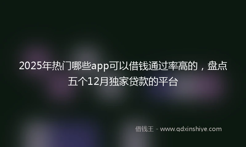 2025年热门哪些app可以借钱通过率高的，盘点五个12月独家贷款的平台