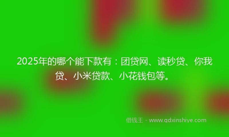 2025年的哪个能下款有：团贷网、读秒贷、你我贷、小米贷款、小花钱包等。