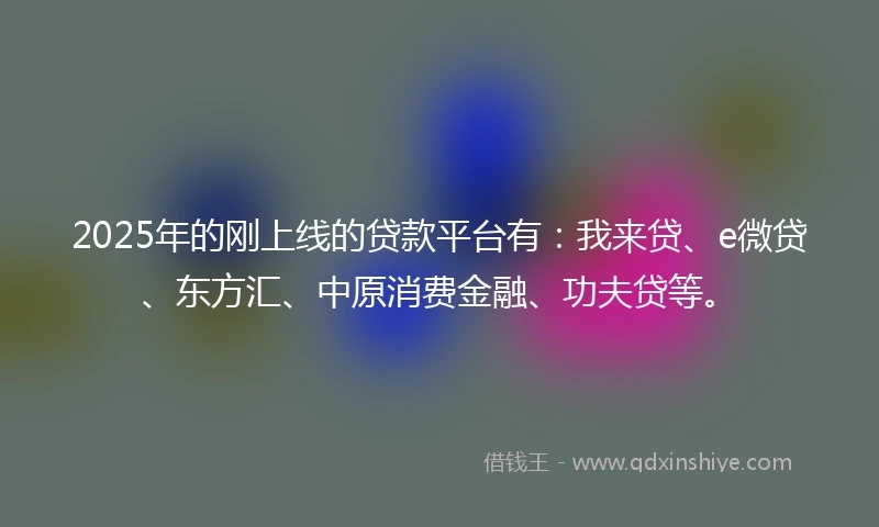 2025年的刚上线的贷款平台有：我来贷、e微贷、东方汇、中原消费金融、功夫贷等。