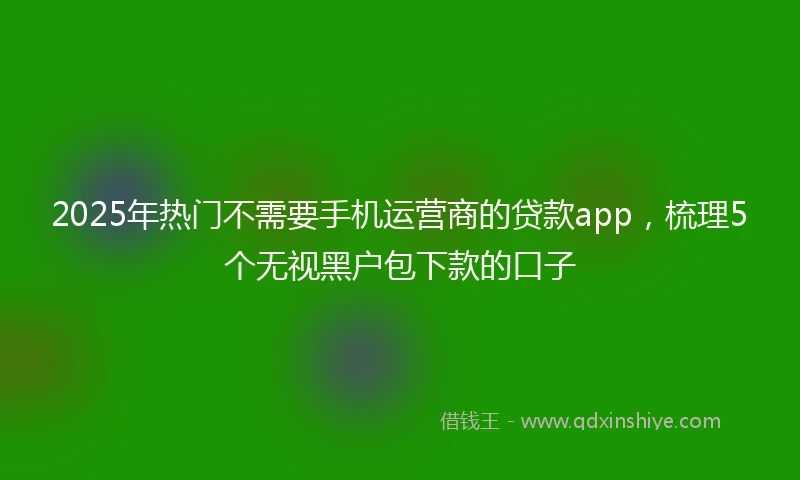 2025年热门不需要手机运营商的贷款app，梳理5个无视黑户包下款的口子
