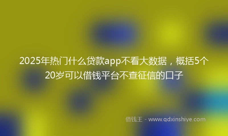 2025年热门什么贷款app不看大数据，概括5个20岁可以借钱平台不查征信的口子