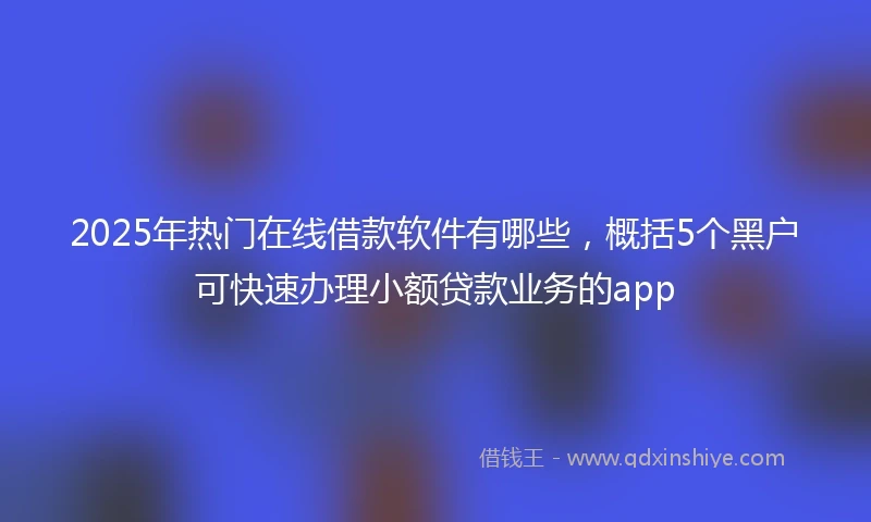 2025年热门在线借款软件有哪些，概括5个黑户可快速办理小额贷款业务的app
