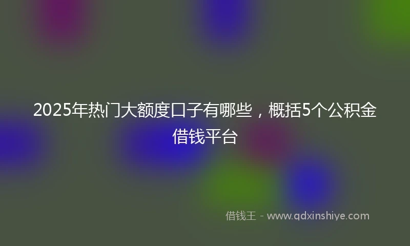2025年热门大额度口子有哪些，概括5个公积金借钱平台