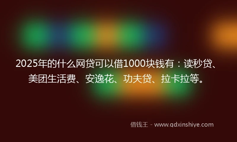2025年的什么网贷可以借1000块钱有：读秒贷、美团生活费、安逸花、功夫贷、拉卡拉等。