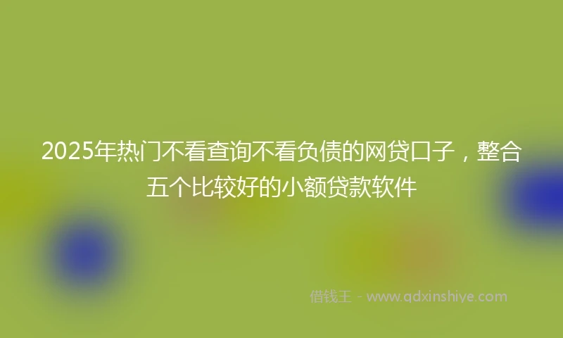 2025年热门不看查询不看负债的网贷口子，整合五个比较好的小额贷款软件