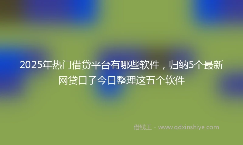 2025年热门借贷平台有哪些软件，归纳5个最新网贷口子今日整理这五个软件