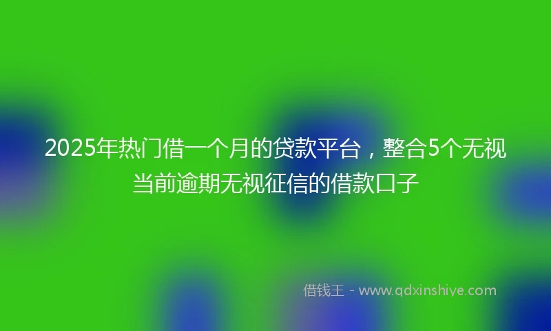 2025年热门借一个月的贷款平台，整合5个无视当前逾期无视征信的借款口子