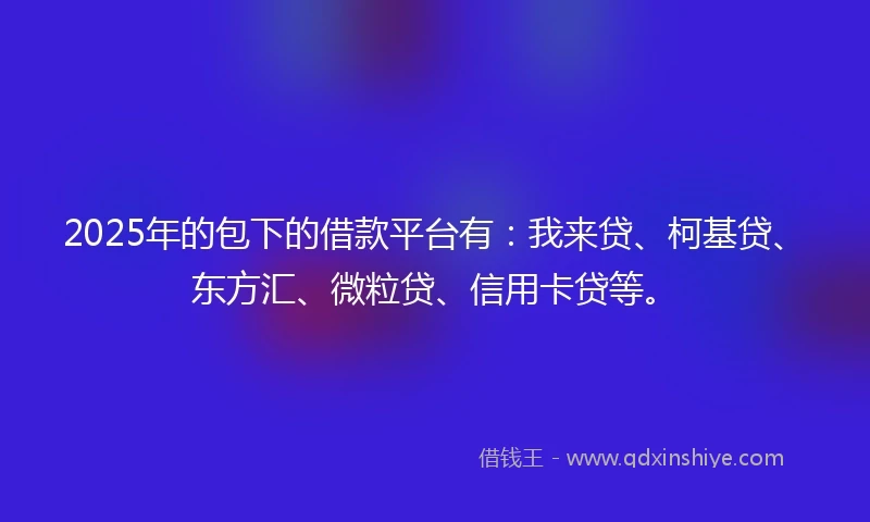 2025年的包下的借款平台有：我来贷、柯基贷、东方汇、微粒贷、信用卡贷等。