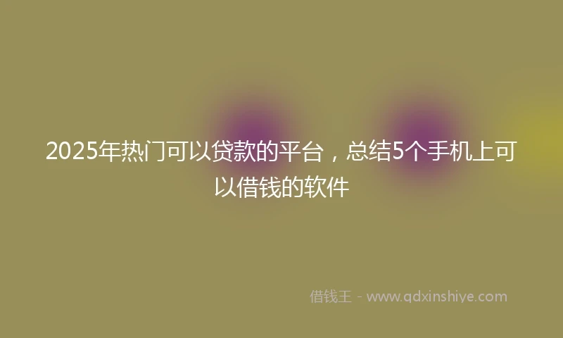 2025年热门可以贷款的平台，总结5个手机上可以借钱的软件